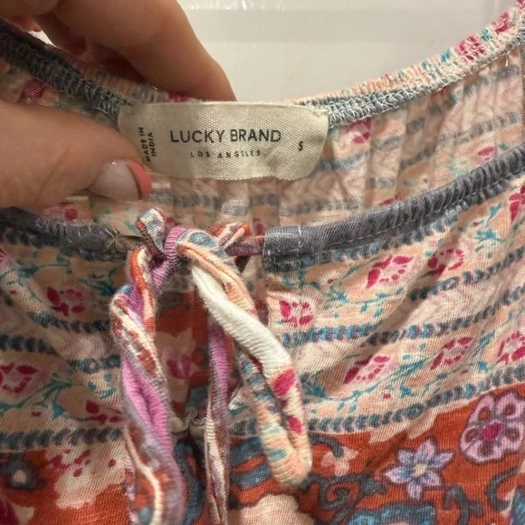 Lucky Brand Muticolor Flutter Sleeve Blouse Small - Picture 3 of 7